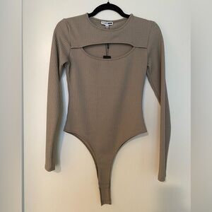 Fashion Nova Beige Ribbed Bodysuit